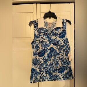 Tommy Bahama Tropical Blue and White Blouse